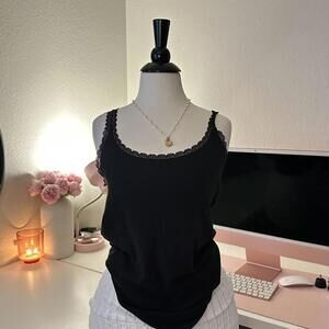 Black lace tank top with a touch of whimsy